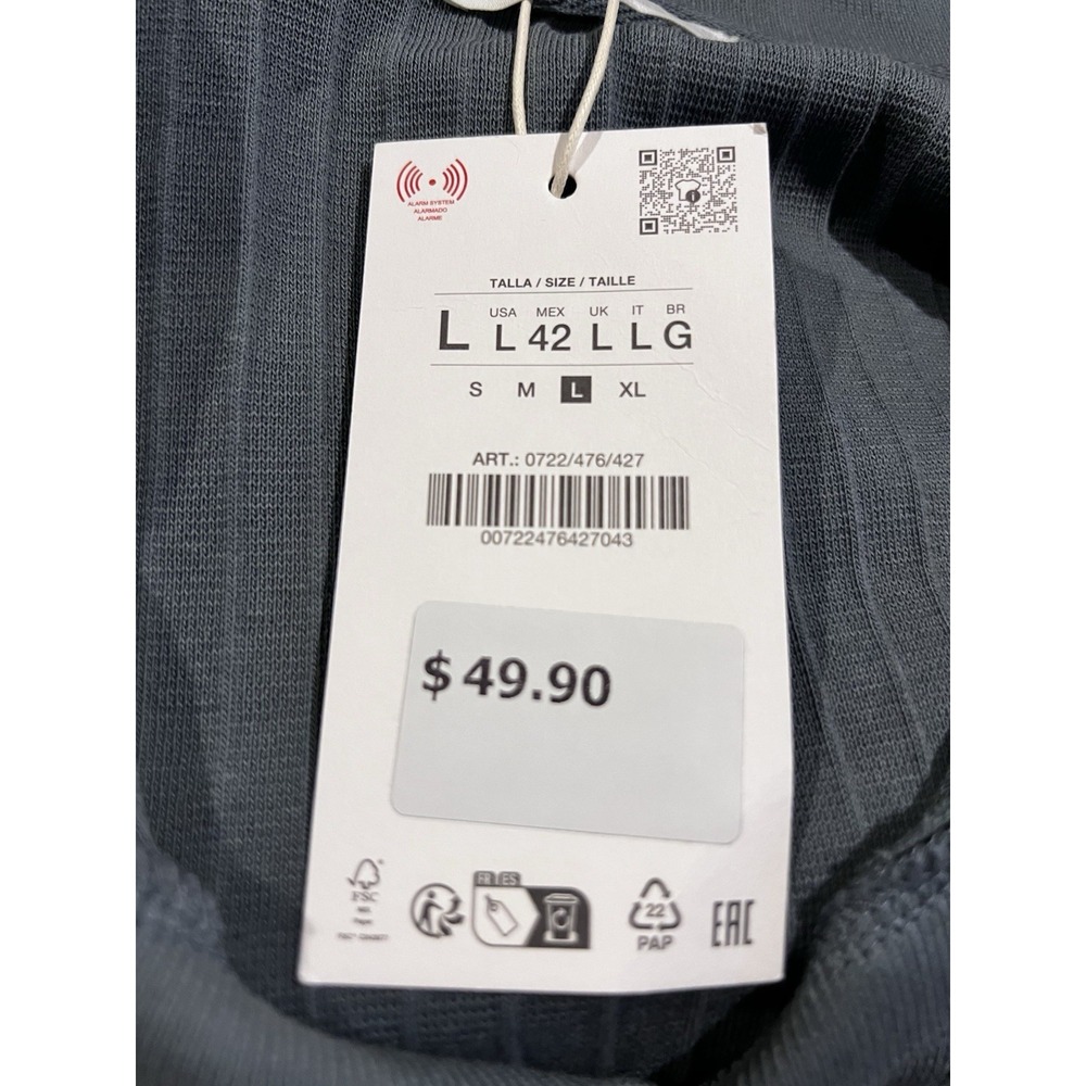 Zara Men's Polo Shirt Gray Large NWT Msrp $49.90 Casual‎ Business Golf - Picture 5 of 9